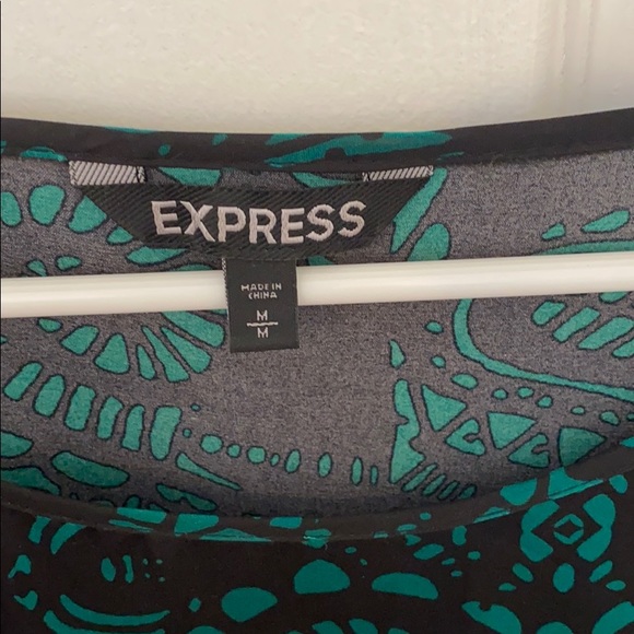 Express Short-sleeve Blouse - Green/Black - Picture 2 of 4